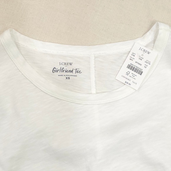 J.Crew Girlfriend Crewneck Tee - White/ Size XS - Picture 2 of 7